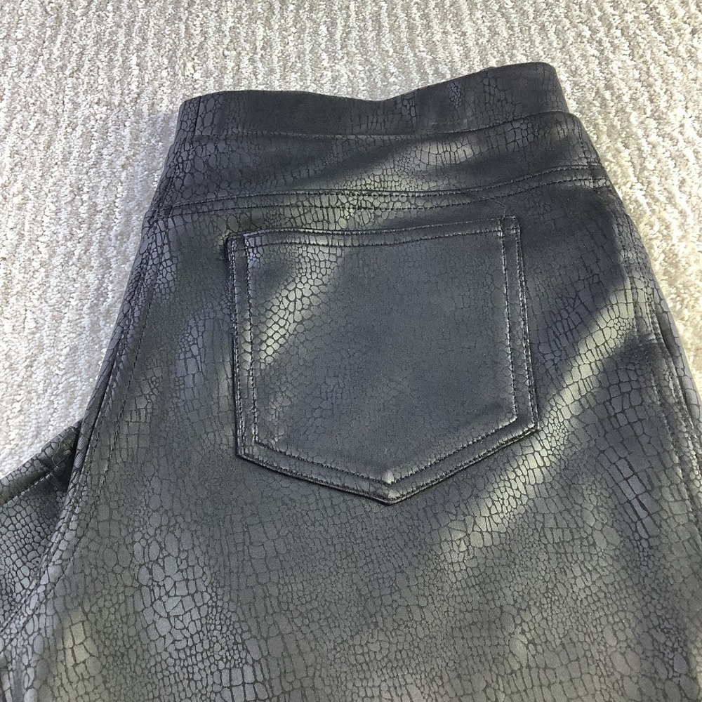 Francie Hargrove Snake Jeans Black Faux Leather‎ Made in USA Size M NWT